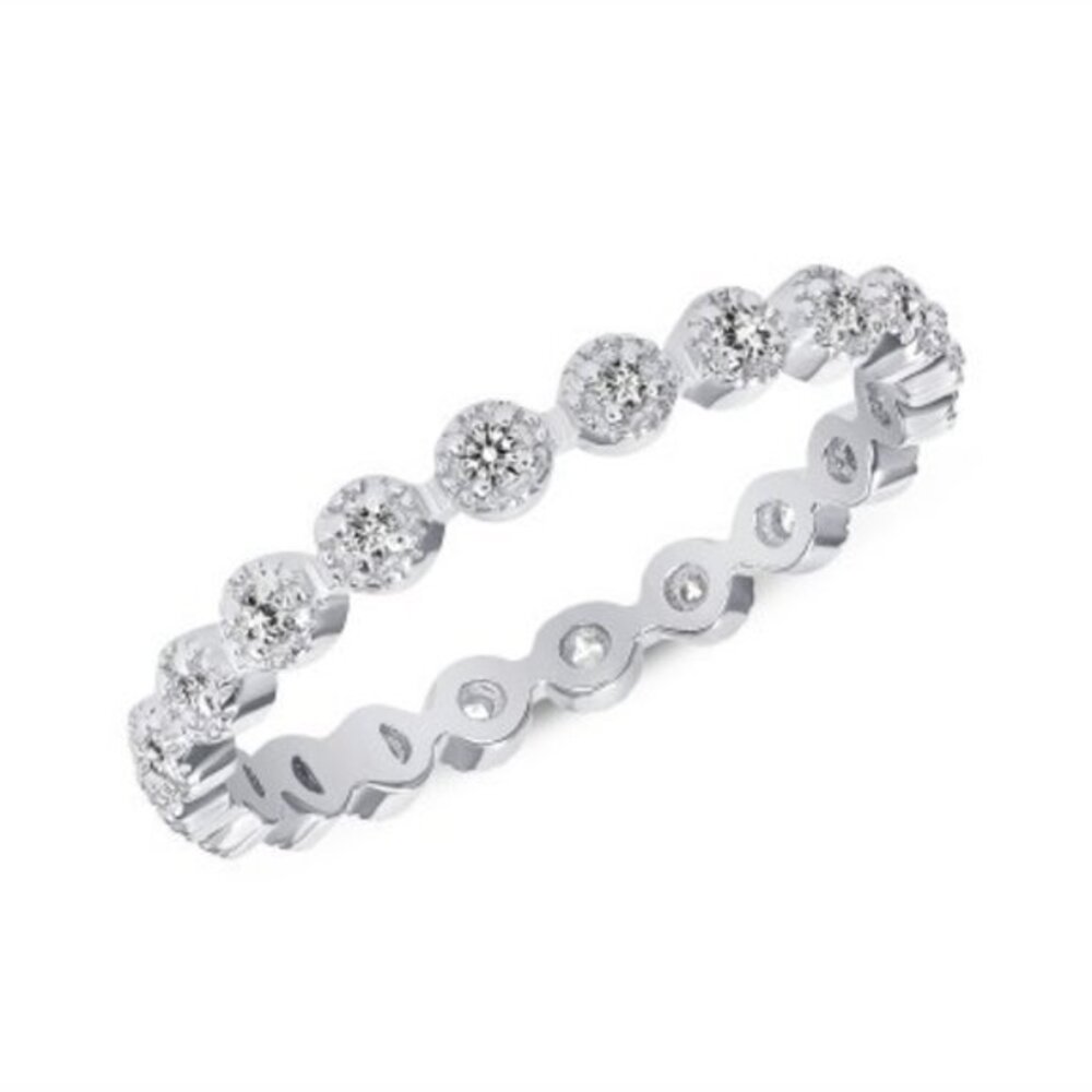 925 SILVER FANCY CZ WEDDING BAND RING